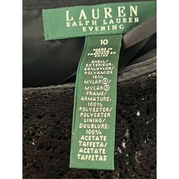 Lauren Ralph Lauren black lace fit and flare dress sz 10 - Picture 8 of 8